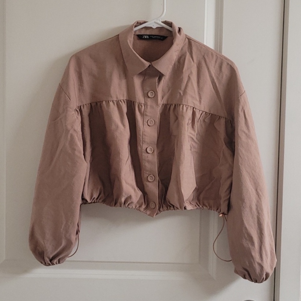 Zara Pale Rose Crop Jacket